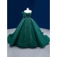 One Shoulder Emerald Green Quinceanera Dresses Ball Gown Floor Length Vestidos De 15 Anos