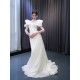 One Shoulder Mermaid Wedding Dress High Neck Formal Lace Up Pearl Bridal Growns 2024