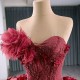 One Shoulder Quinceanera Dresses With 3D Flowers Pearls Birthday Sweet 16 Party Red Vestidos De 15 XV Anos