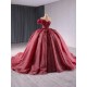 One Shoulder Quinceanera Dresses With 3D Flowers Pearls Birthday Sweet 16 Party Red Vestidos De 15 XV Anos