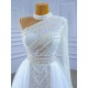 One Shoulder White Wedding Dresses for Women High Neck Backless Bridal Gowns Floor Length vestido de novia