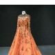 Orange Prom Dresses 2024 Women Sparkly Beading Mermaid Formal Party Evening Gowns Exquisite Vestido De Fiesta