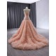 Peach Color Long Prom Dresses For Black Girls 2024 Strapless Ruffled Evening Party Gowns Women