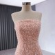 Peach Color Long Prom Dresses For Black Girls 2024 Strapless Ruffled Evening Party Gowns Women