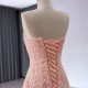 Peach Color Long Prom Dresses For Black Girls 2024 Strapless Ruffled Evening Party Gowns Women