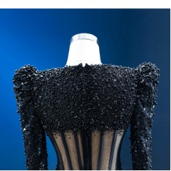 Pearl Black Mermaid Prom Dresses Long Sleeve Women Formal Evening Gowns Special Occasion Party Dress