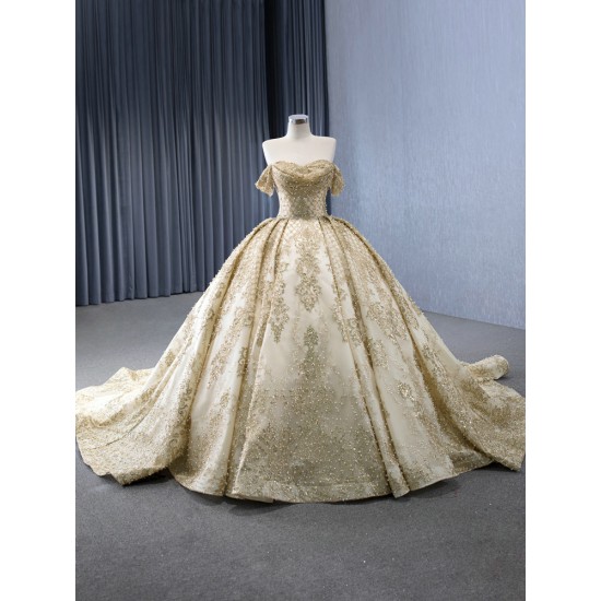 Pearl Champagne Quinceanera Dress 2024 Off Shoulder Vestidos De 15 Anos Specail Occasion Party Dress