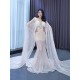 Pearl Wedding Dress Cape Sleeve Backless Formal Bridal Growns vestido de noiva