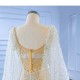 Pearl Wedding Dress Cape Sleeve Backless Formal Bridal Growns vestido de noiva