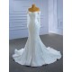 Pearl White Wedding Dress Long Sleeve Bridal Gown Mermaid Elegant Vestido De Noiva