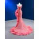 Pink Punch Color Formal Prom Dresses Square Collar Party Gowns Evening Dress Customized