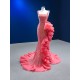 Pink Punch Color Formal Prom Dresses Square Collar Party Gowns Evening Dress Customized