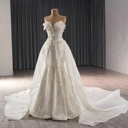 Princess Arabic Two In One Wedding Dress Sleeveless Sweetheart Backless Shiny Sequin Bridal Gown