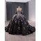 Princess Ball Gown Black Quinceanera Dress Pink Appliques Sweet 16 Dress Detachable Sleeve Birthday Vestidos De 15 Anos