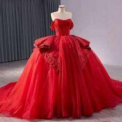 Princess Ball Gown Red Quinceanera Dress Appliques Lace Sleeveless Sweet 16 Birthday Vestidos De 15 Anos