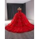 Princess Ball Gown Red Quinceanera Dress Lace Applique Sweet 16 Gown Off Shoulder Birthday Vestido De 15 Anos