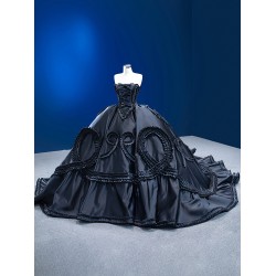 Princess Black Sweet 15 Dress Sleeveless Strapless Ball Gown Quinceanera Dress 2024 Cocktail Dresses Vestidos De Baile Ball Gown