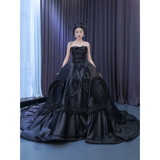 Princess Black Sweet 15 Dress Sleeveless Strapless Ball Gown Quinceanera Dress 2024 Cocktail Dresses Vestidos De Baile Ball Gown