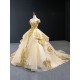 Princess Champagne Quinceanera Dress Lace Applique Sequin Sweet 16 Gown Off Shoulder Birthday Vestido De 15 Anos