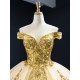 Princess Champagne Quinceanera Dress Lace Applique Sequin Sweet 16 Gown Off Shoulder Birthday Vestido De 15 Anos