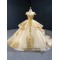 Princess Champagne Quinceanera Dress Lace Applique Sequin Sweet 16 Gown Off Shoulder Birthday Vestido De 15 Anos