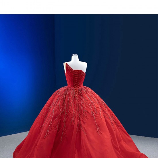 Princess Lace Appliques Ballgown Red Quinceanera Dress Sleeveless Prom Dress Formal Gown Sweet 16 Party Dresses