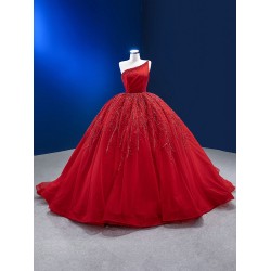 Princess Lace Appliques Ballgown Red Quinceanera Dress Sleeveless Prom Dress Formal Gown Sweet 16 Party Dresses