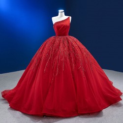 Princess Lace Appliques Ballgown Red Quinceanera Dress Sleeveless Prom Dress Formal Gown Sweet 16 Party Dresses