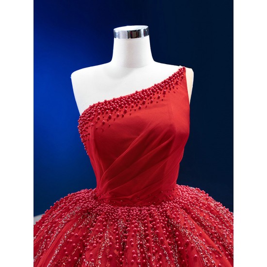 Princess Lace Appliques Ballgown Red Quinceanera Dress Sleeveless Prom Dress Formal Gown Sweet 16 Party Dresses