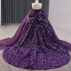 Princess Purple Sweet 15 Dress Cape Sleeve Strapless Ballgown Quinceanera Dress 2024 Cocktail Dresses