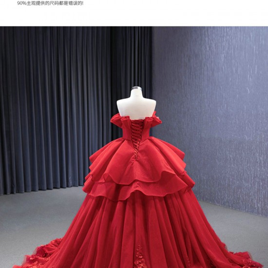 Princess Red Quinceanera Dress Tiered Ballgown Prom Dress Sleeveless Floral Appliques 2024 Sweet 15 16 Gown