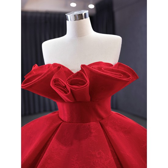 Princess Red Quinceanera Dress Tiered Ballgown Prom Dress Sleeveless Floral Appliques 2024 Sweet 15 16 Gown