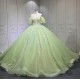 Puff Sleeve Sage Green Quinceanera Dress Strapless Vestidos De XV Anos Lace Appliques Birthday Party Gowns