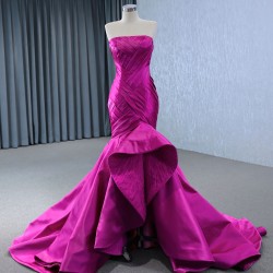 Purple Evening Dresses Pleated Strapless Prom Dress Formal Party Women Gowns 2024