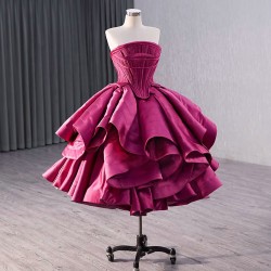 Red Violet Prom Evening Dresses Strapless Party Prom Dress Cocktail Prom Gowns Custom Size