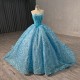 Rose Gold Quinceanera Dress Sequin Ball Gown Sleeveless Sweet 16 Birthday Vestidos De 15 Anos