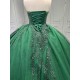 Ruffled Green Quince Dress Sleeveless Vestidos De 15 Anos Crystal Strapless Sweet 15 Gowns