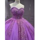 Ruffled Lilac Quince Dress Sleeveless Vestidos De 15 Anos Crystal Strapless Sweet 15 Gowns