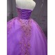 Ruffled Lilac Quince Dress Sleeveless Vestidos De 15 Anos Crystal Strapless Sweet 15 Gowns