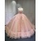 Ruffled Pink Quince Dress Sleeveless Vestidos De 15 Anos Crystal Strapless Sweet 15 Gowns