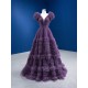 Ruffled A Line Evening Dresses Women Cape Sleeve Prom Gowns Robe De Soiree Fomal Dress