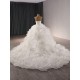 Ruffled Ball Gown Wedding Dress 3D Flowers Backless Lace up Princess Dress Strapless Sleeveless Bride Gown 2024