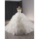 Ruffled Ball Gown Wedding Dress 3D Flowers Backless Lace up Princess Dress Strapless Sleeveless Bride Gown 2024