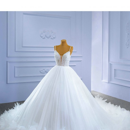 Ruffled Ball Gown Wedding Dress Spaghetti Strap Bridal Gowns Sleeveless 2024 Women Vestidos De Novia