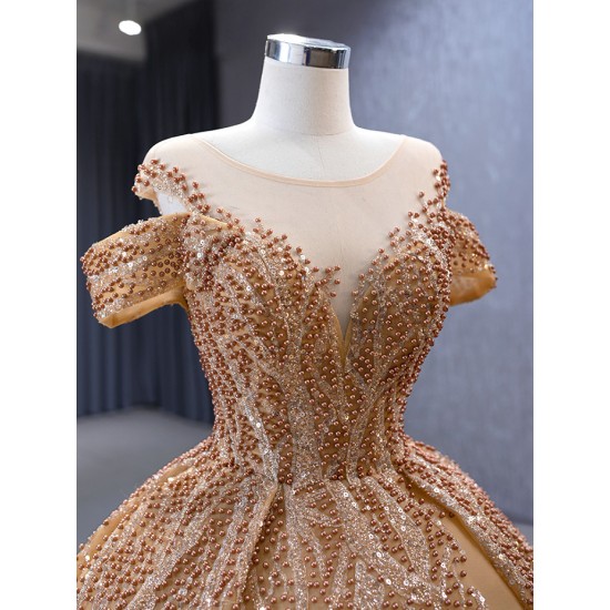 Ruffled Gold Quinceanera Dress Cape Sleeve Vestidos De 15 Anos Scoop Neck Cocktail Dresses