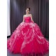 Ruffled Hot Pink Quinceanera Dresses Sleeveless Vestidos de 15 quniceanera Dress Ball Gown Girls Sweet 16 Party Gown