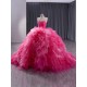 Ruffled Hot Pink Quinceanera Dresses Sleeveless Vestidos de 15 quniceanera Dress Ball Gown Girls Sweet 16 Party Gown