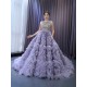 Ruffled Lavender Quinceanera Dresses Sleeveless Ball Gown Crystal Tulle Vintage Evening Party Gown