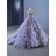 Ruffled Lavender Quinceanera Dresses Sleeveless Ball Gown Crystal Tulle Vintage Evening Party Gown