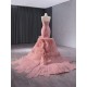 Ruffled Mauve Prom Evening Dresses Sleeveless Party Prom Dress Mermaid Cocktail Prom Gowns Plus Size